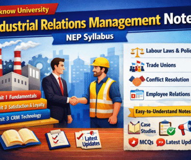 Industrial Relations Management Notes thumbnail for BBA Semester 4 Lucknow University NEP featuring labour laws, trade unions, employee relations and conflict resolution topics.-ready content.